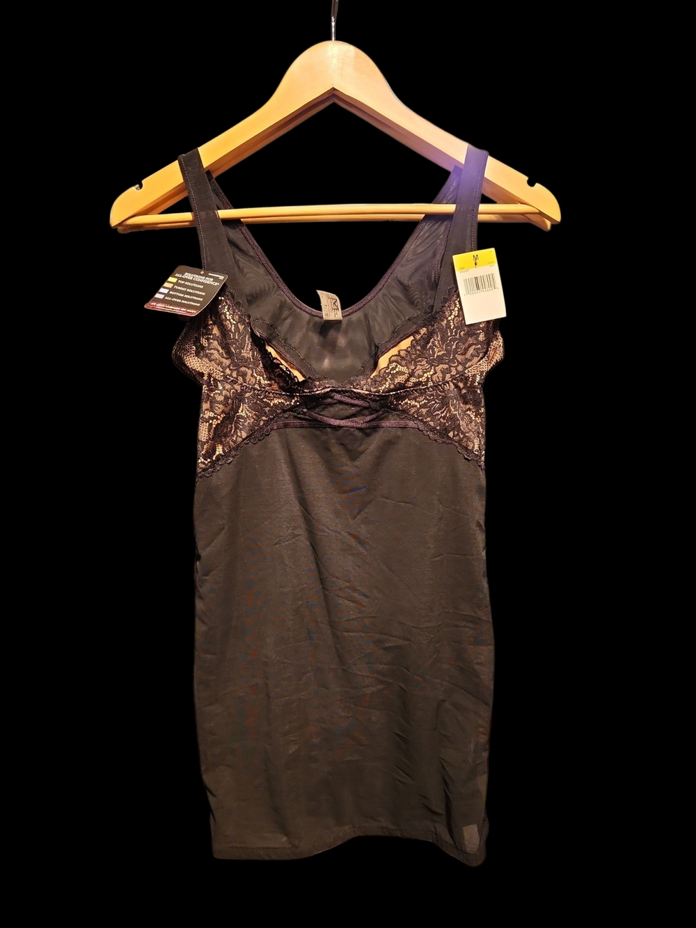 Maidenform CLASSY Black Lace-Trim Shapewear Dress Slip